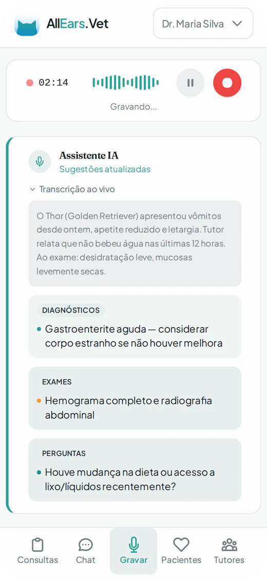 Sugestões com IA em tempo real